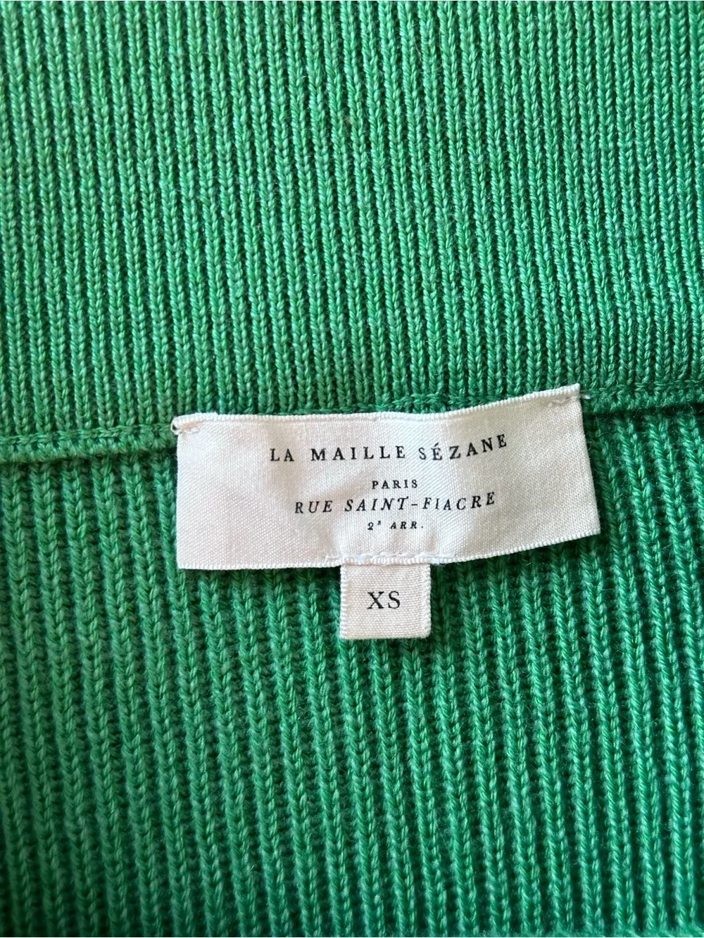 SEZANE Kelly Green Ribbed Knit Midi Naelle Skirt